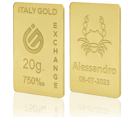 Lingotto Oro segno zodiacale Cancro 18 Kt da 20 gr. IGE GOLD